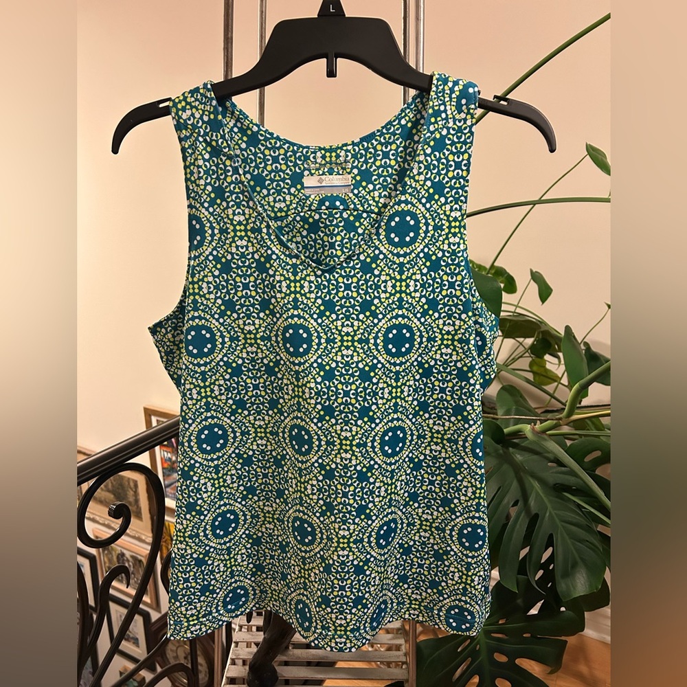 Columbia Teal and Lime Patterned Tank Top